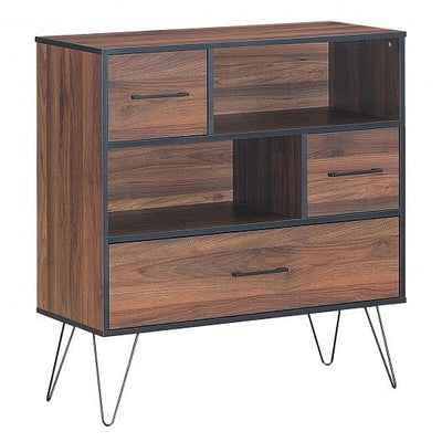 3-Tier Wood Storage Cabinet with Drawers and 4 Metal Legs - Free Shipping 