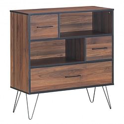 3-Tier Wood Storage Cabinet with Drawers and 4 Metal Legs - Free Shipping