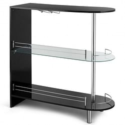 2-holder Bar Table with Tempered Glass Shelf - Free Shipping