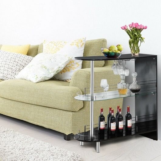 2-holder Bar Table with Tempered Glass Shelf - Free Shipping