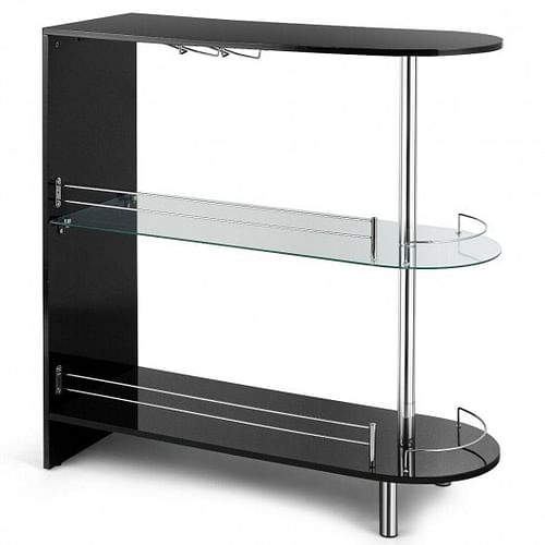 2-holder Bar Table with Tempered Glass Shelf - Free Shipping 