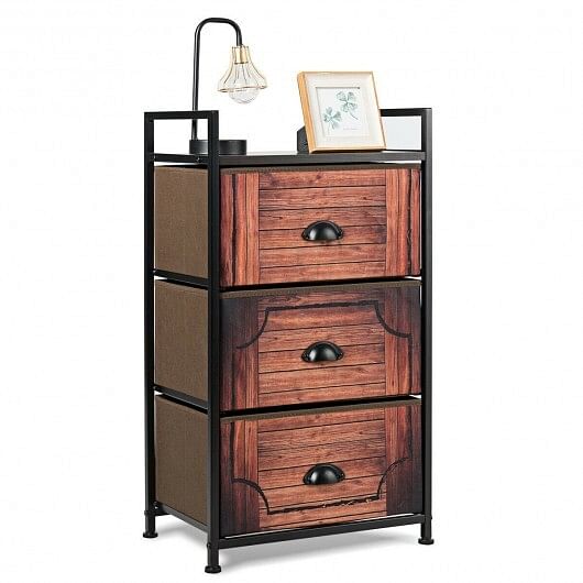 Industrial 3-Layers Fabric Dresser with Fabric Drawers and Steel Frame - Free Shipping