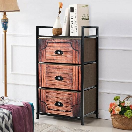 Industrial 3-Layers Fabric Dresser with Fabric Drawers and Steel Frame - Free Shipping