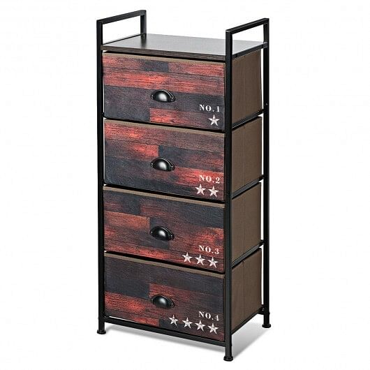 Industrial 4 Fabric Drawers Storage Dresser with Fabric Drawers and Steel Frame - Free Shipping