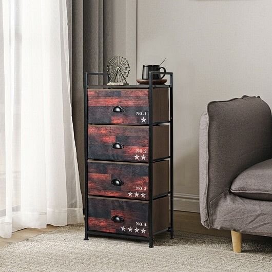 Industrial 4 Fabric Drawers Storage Dresser with Fabric Drawers and Steel Frame - Free Shipping