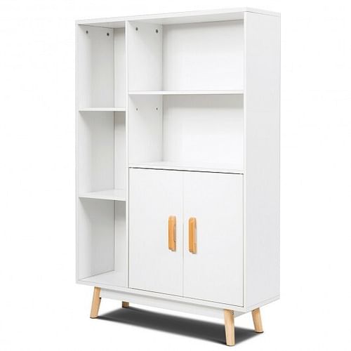 Free Standing Pantry Cabinet with 2 Door Cabinet and 5 Shelves - Free Shipping