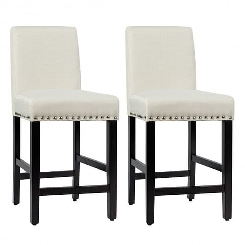 25 Inch Kitchen Chairs w/ Rubber Wood Legs-Beige - Free Shipping