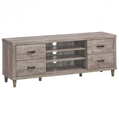 Retro Wooden TV Stand with 3 Open Shelves and 4 Drawers - Free Shipping 