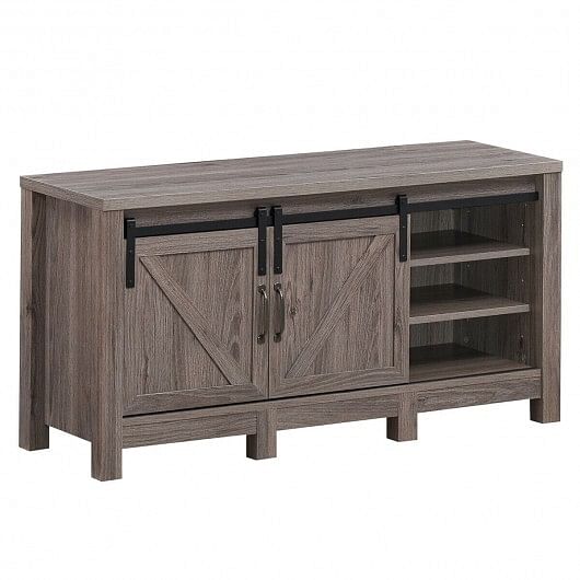 55 Inch TV Sliding Barn Door Entertainment Center with Adjustable Shelves - Free Shipping 