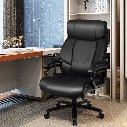 Big & Tall 400lb PU Leather Massage Office Chair-Black - Free Shipping 