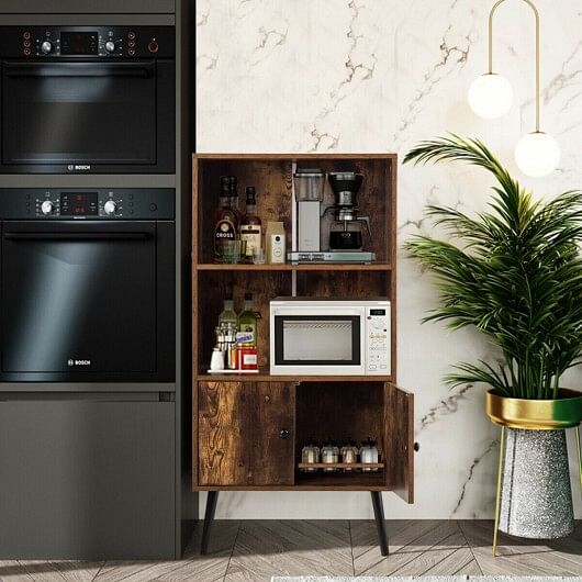 2-Tier Retro Bookcase Bookshelf with 3 Compartment-Coffee - Free Shipping 