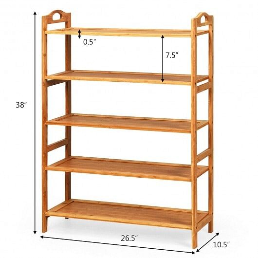5-Tier Bamboo FreeStanding Shoe Rack-Natural - Free Shipping 