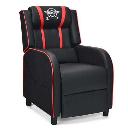 Massage Racing Gaming Single Recliner Chair-Red - Free Shipping 