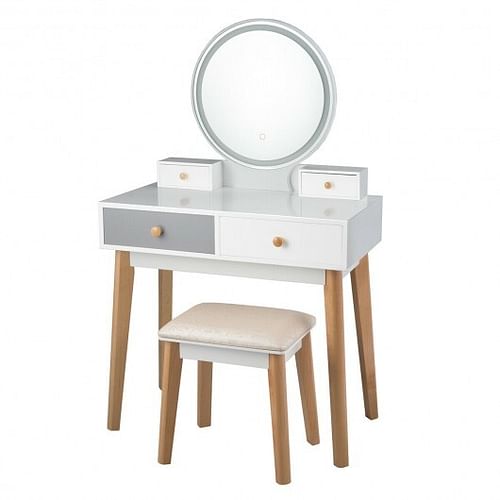 Makeup Dressing Table with 4 Drawers and Lighted Mirror - Free Shipping 