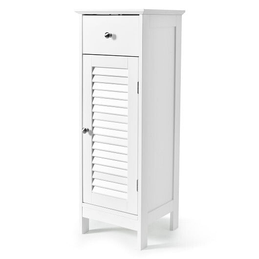 Woodern Bathroom Floor Storage Cabinet with Drawer and Shutter Door-Gray - Free Shipping 