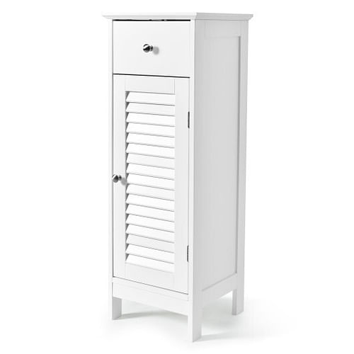 Woodern Bathroom Floor Storage Cabinet with Drawer and Shutter Door-Gray - Free Shipping