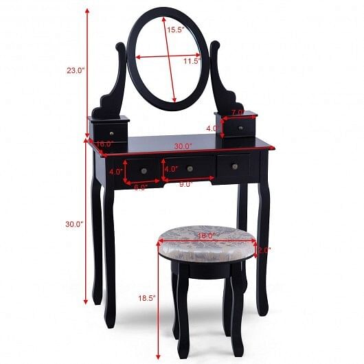 Vanity Makeup Table Set Bedroom Furniture with Padded Stool - Free Shipping