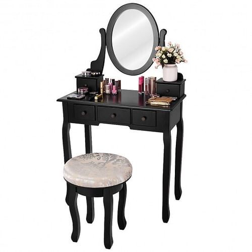 Vanity Makeup Table Set Bedroom Furniture with Padded Stool - Free Shipping 