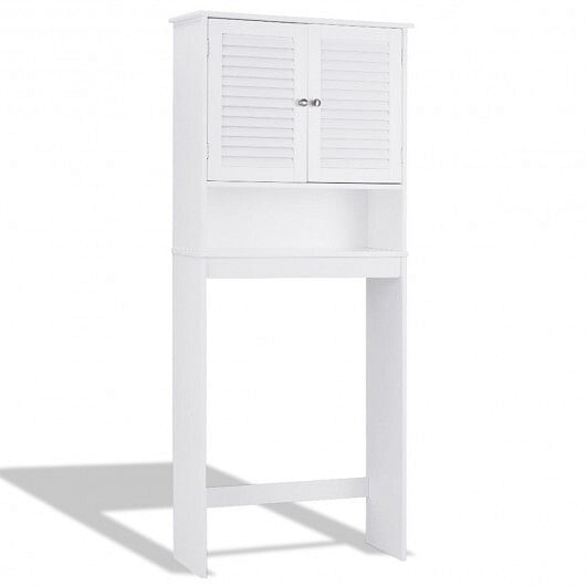 Over The Toilet Storage Cabinet with Double Doors and Adjustable Shelf - Free Shipping