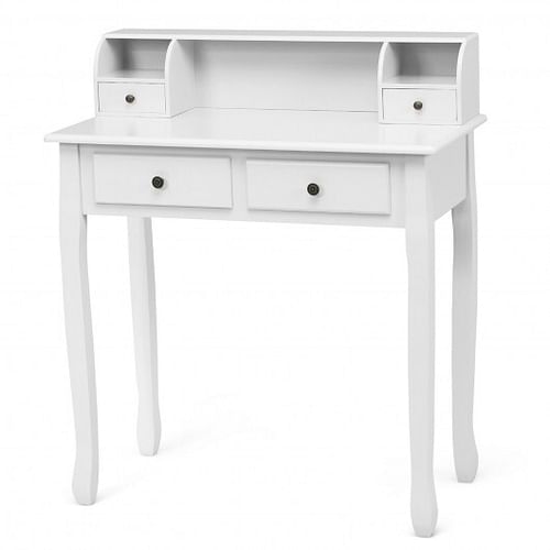 Removable Floating Organizer 2-Tier Mission Home Computer Vanity Desk-white - Free Shipping 