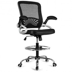 Adjustable Height Flip-Up Mesh Drafting Chair with Lumbar Support - Free Shipping 