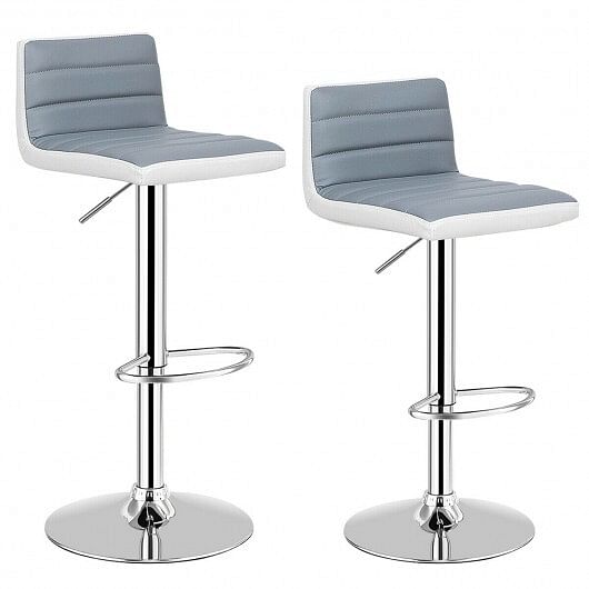 Set of 2 Adjustable Heights Barstool with PU Leather - Free Shipping