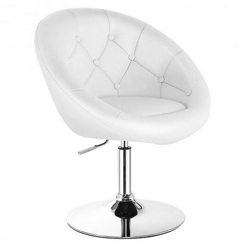 1 Piece Modern Adjustable Swivel Round PU Leather Chair-Black - Free Shipping