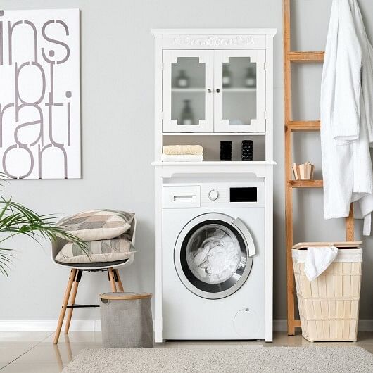 Bathroom Space Saver Carved Top Toilet Rack with Adjustable Shelf - Free Shipping 