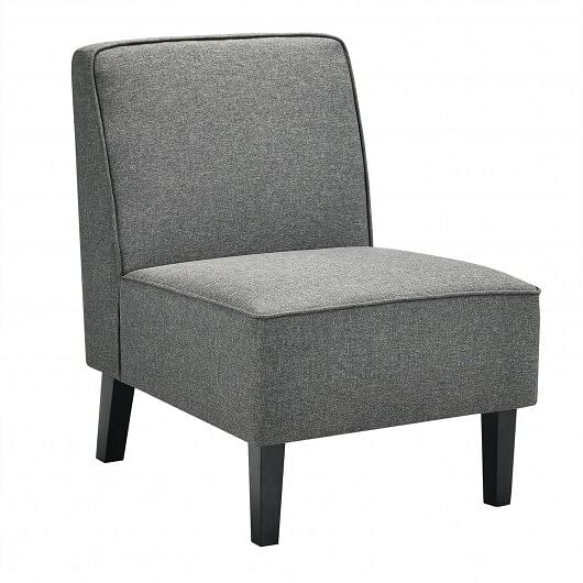 Single Fabric Modern Armless Accent  Sofa Chair with Rubber Wood Legs -Gray - Free Shipping