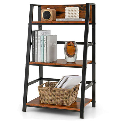 3-Tier Ladder Industrial Bookshelf with Metal Frame - Free Shipping 