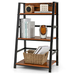 3-Tier Ladder Industrial Bookshelf with Metal Frame - Free Shipping