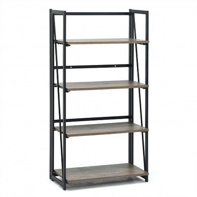 4-Tier Folding Bookshelf No-Assembly Industrial Bookcase Display Shelves - Free Shipping 