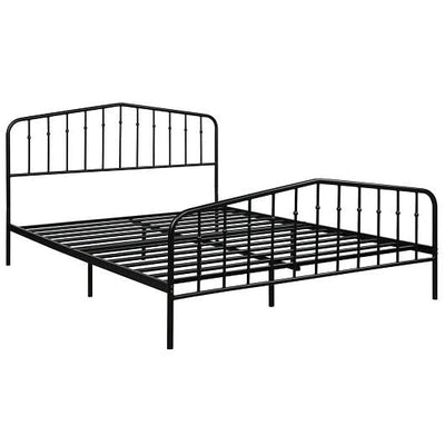 Queen Size Metal Bed Frame Platform Headboard and Footboard with Storage-Silver - Free Shipping 