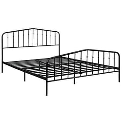 Queen Size Metal Bed Frame Platform Headboard and Footboard with Storage-Silver - Free Shipping