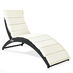 Folding Patio Rattan Lounge Cushioned Portable Chair - Free Shipping