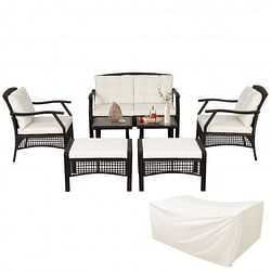 7 Pieces Outdoor Patio Furniture Set with Waterproof Cover - Free Shipping 