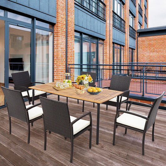 4 Pieces Patio Wicker Dining Armchair Set with Soft Zippered Cushion-Set of 4 - Free Shipping 