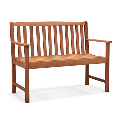 2-Seat Patio Wood Bench with Cozy Armrests and Backrest - Free Shipping 