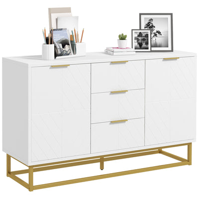 HOMCOM Contemporary Chic: 3-Drawer Storage Sideboard with Metal Handles, Freestanding Dresser for Dining Room 