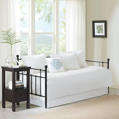 6-Piece Farmhouse Country Cottage Quilted White Reversible Daybed Cover Set - Free Shipping