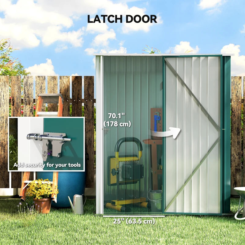 5' x 3' Outdoor Storage Shed, Steel Garden Shed with Single Lockable Door, Tool Storage Shed for Backyard, Green