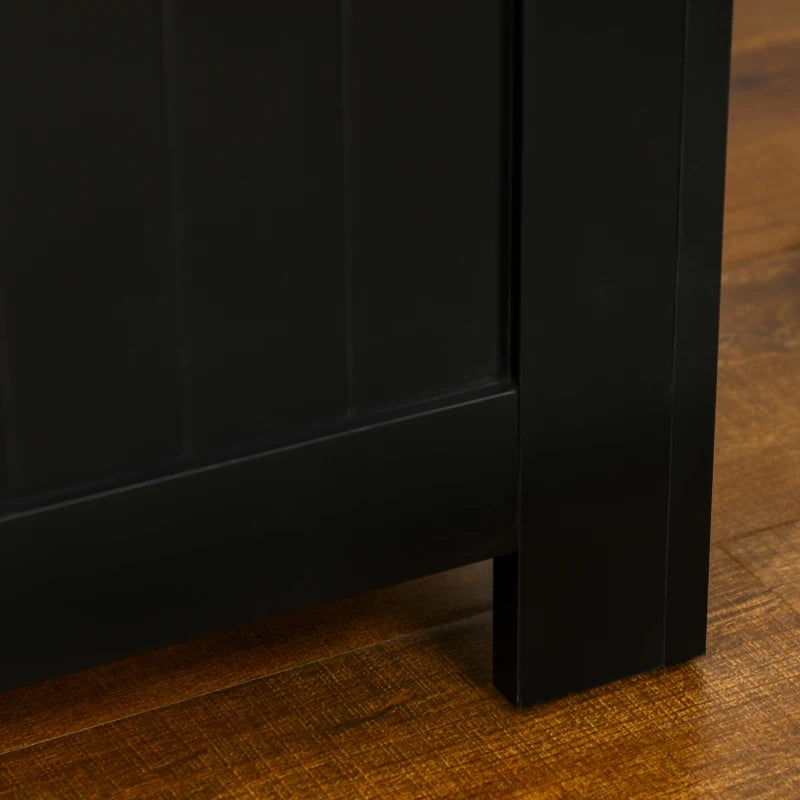 Large Storage Box Storage Trunk Cabinet Container with Lid and 2 Safety Hinges, Black
