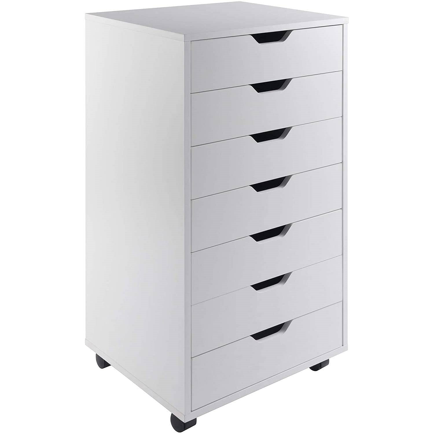 Modern Scandinavian Style 7-Drawer Storage Cabinet Chest in White Finish - Free Shipping