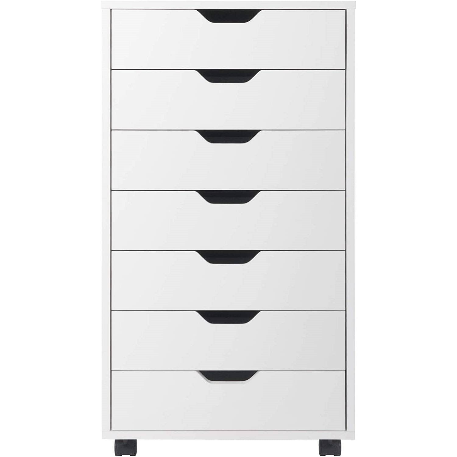 Modern Scandinavian Style 7-Drawer Storage Cabinet Chest in White Finish - Free Shipping 