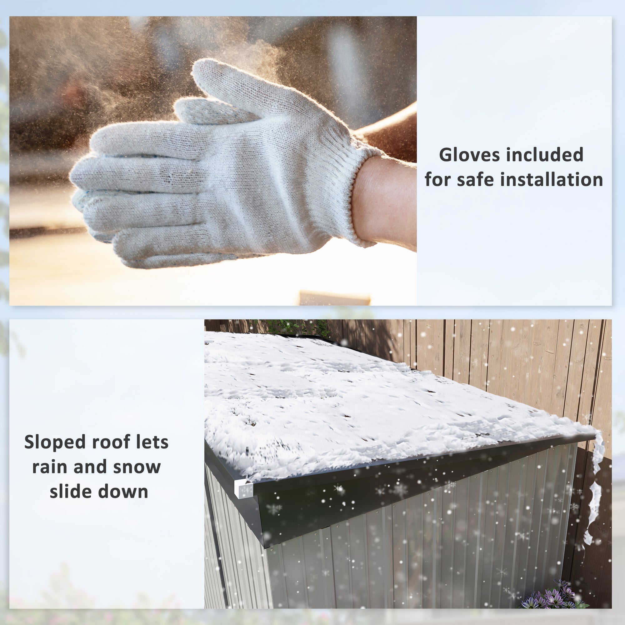 Outsunny 9' x 4' Galvanized Steel Garden Storage Shed with Lockable Doors, Gloves and 2 Air Vents for Backyard, Patio, Lawn 