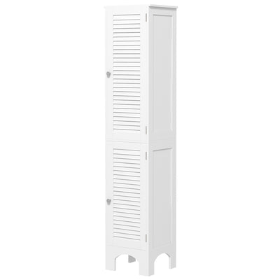 HOMCOM Narrow Tall Bathroom Storage Cabinet Shelves Doors White 
