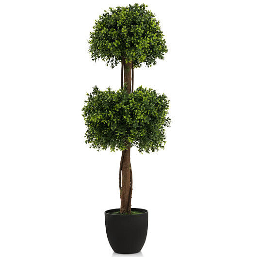 40 Inch Artificial Boxwood Topiary Ball Tree for Front Porch Patio Home-Green - Free Shipping 