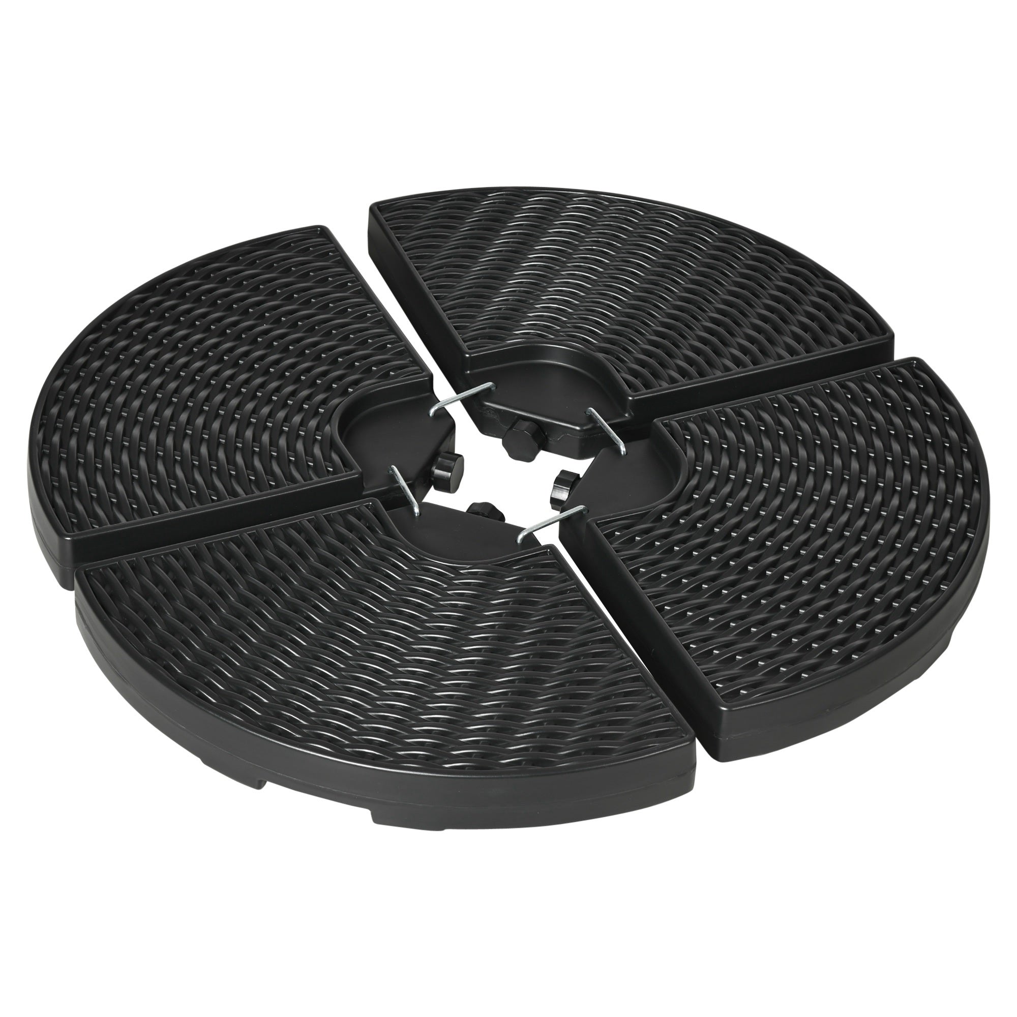 Outsunny Cantilever Umbrella Base Weights 4PCs Wicker Effect HDPE Water Sand Filled with Handles 