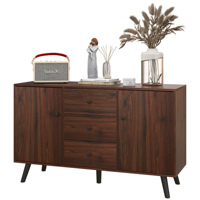 HOMCOM Rustic Brown Kitchen Storage Sideboard Buffet Cabinet with Cupboards Drawers Shelves for Dining Living Room 