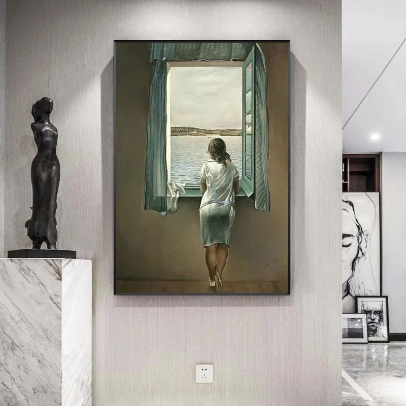 Salvador Dali Woman at The Window Canvas Painting – Posters and Prints, Wall Art Pictures for Living Room Decor (No Frame) 